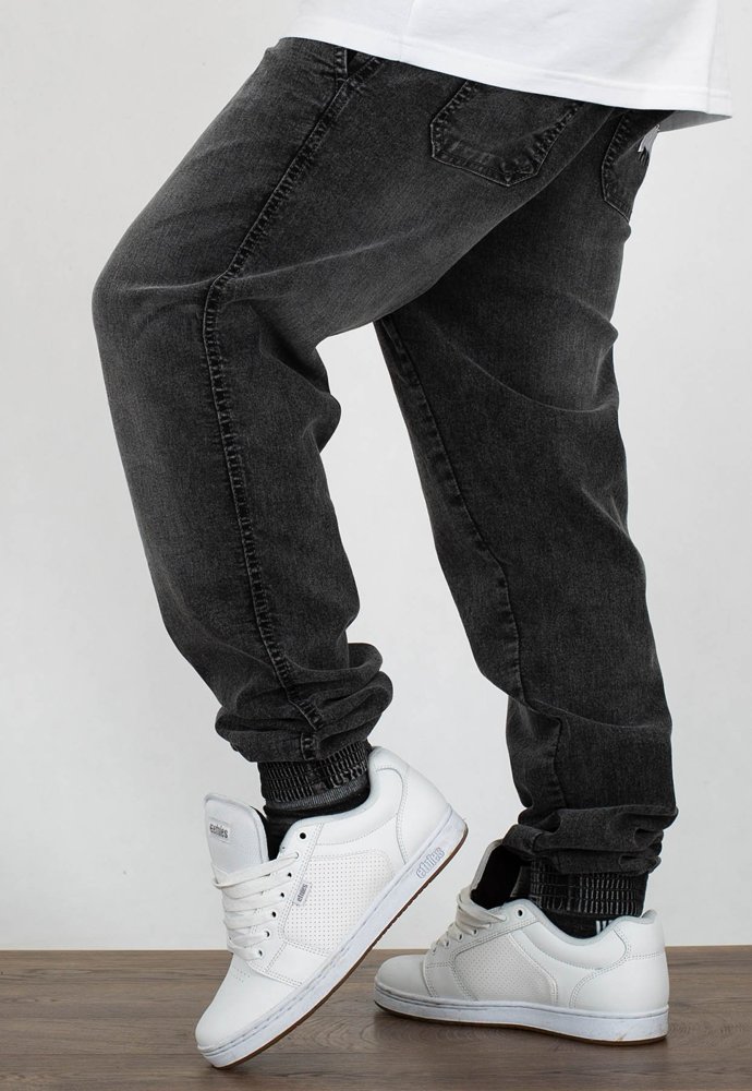 Biuro Ochrony Rapu-Jogger Fit Guma Strecz Spodnie BOR New Outline Szary Jeans