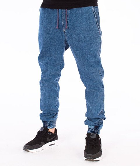 Diamante Jogger Jeans RM Marmurkowe Niebieskie